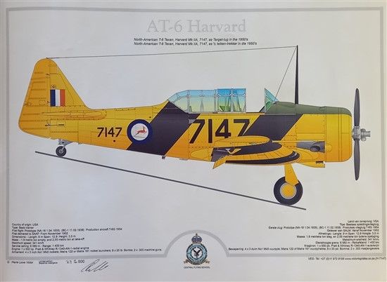 SAAF AT-6 Harvard 7147 Target Tug Profile Poster - H7147