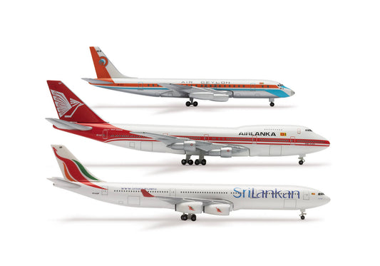 SriLankan Heritage Set - Boeing 747-200, DC-8-40, A340-300 - 1/500 Scale Herpa Wings HW516785