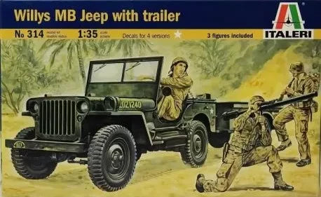 Willys MB Jeep with Trailer 1/35 Scale Italeri 314