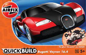 Quickbuild Bugatti 16 4 Veyron (Black/Red) Airfix J6020