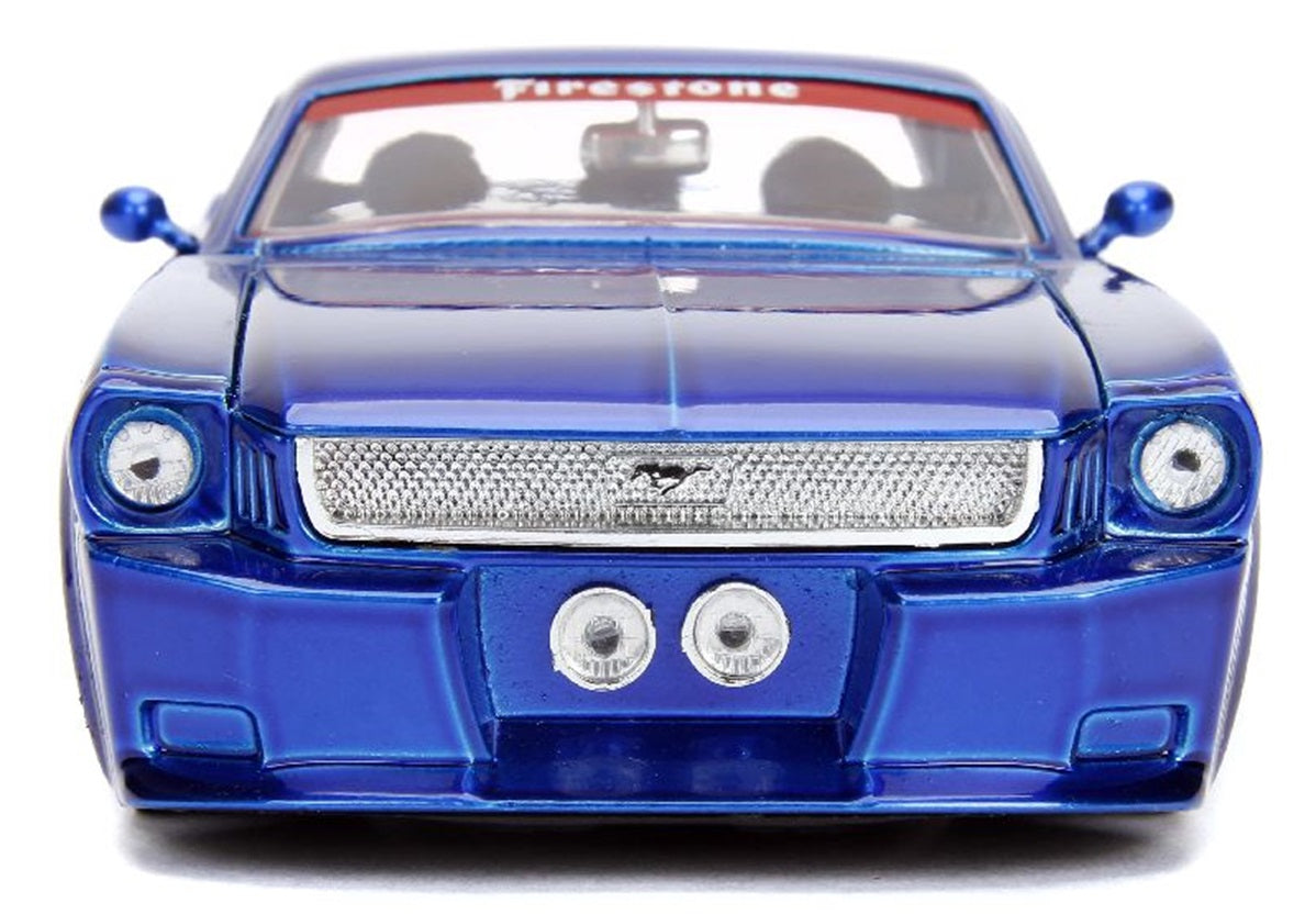 Ford Mustang Bigtime Candy Blue with Silver Flames 19651/24 Scale JADA Toys JAD30527
