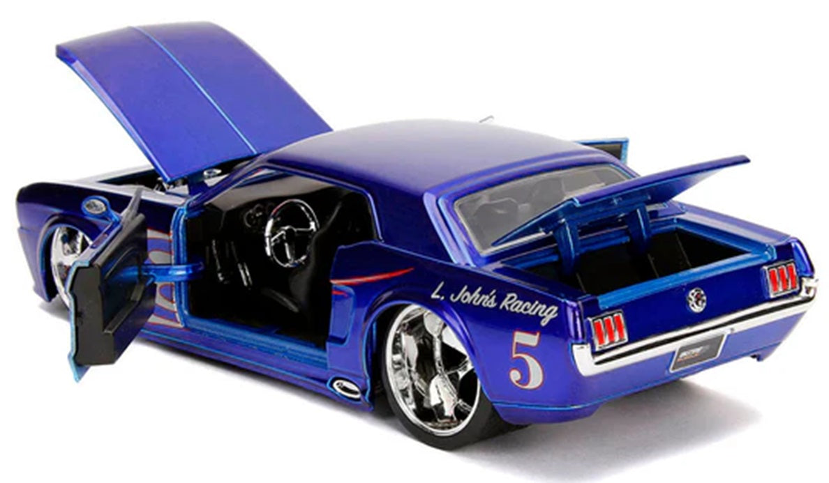 Ford Mustang Bigtime Candy Blue with Silver Flames 19651/24 Scale JADA Toys JAD30527