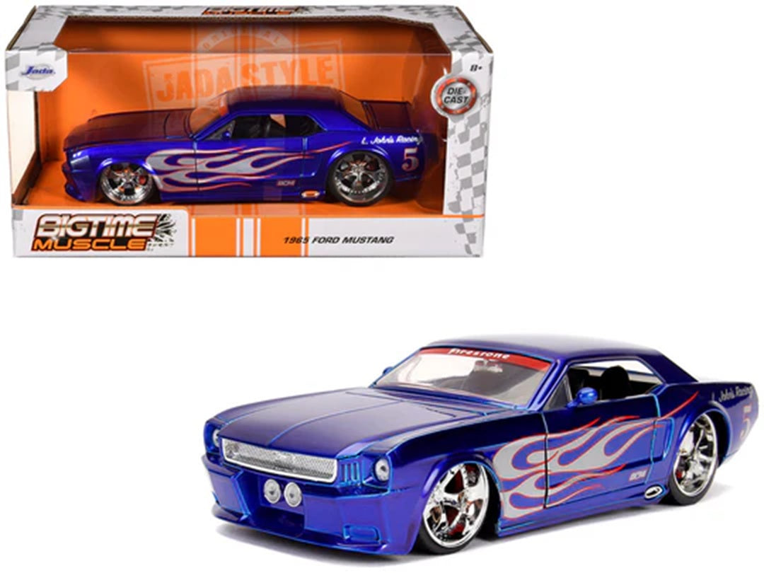 Ford Mustang Bigtime Candy Blue with Silver Flames 19651/24 Scale JADA Toys JAD30527