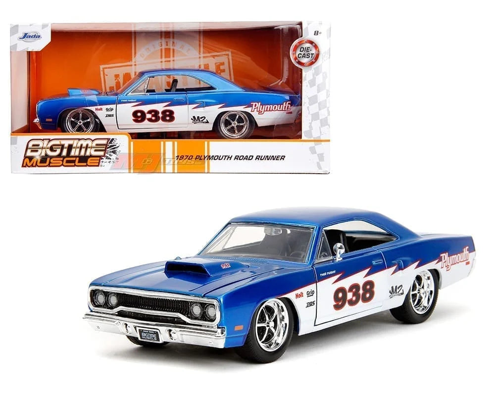 Plymouth Road Runner Candy Blue and White BTM 1970 - 1/24 Scale - Jada - JAD35030