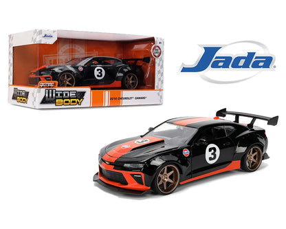 Chevrolet Camaro Widebody BLK and Orange Gulf BTM 2016 - 1/24 Scale - Jada - JAD36344