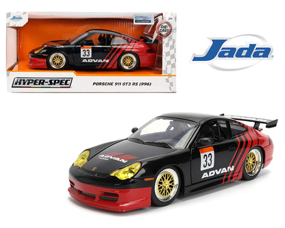 Porsche 911 GT3 RS (996) ADVAN Black/Red Hyper-Spec - 1/24 Scale - Jada - JAD36371