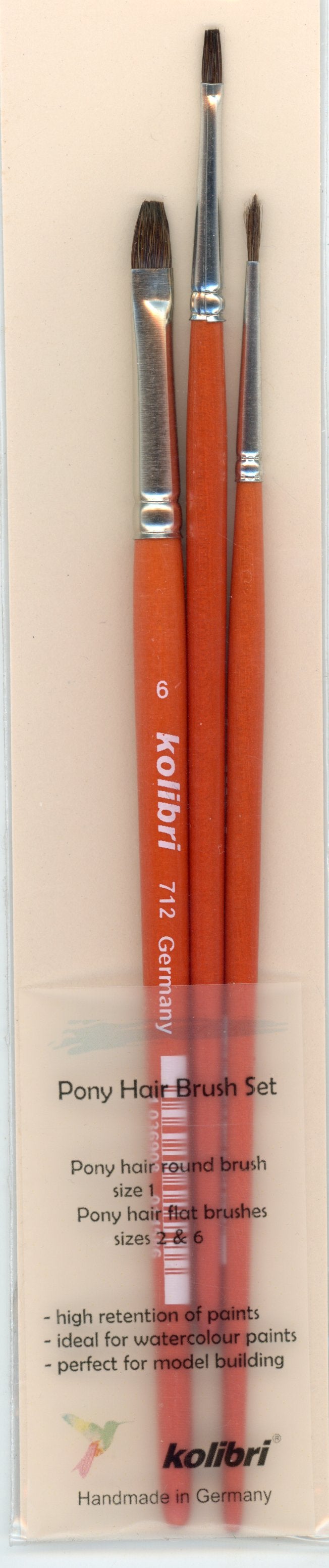 Kolibri Brush Set Size 1/2/6 Pony Hair- KOLSET3