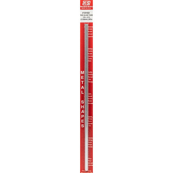 1/8" Aluminium Tube 12" .014 Wall 3 pcs - K&S - K&S8102