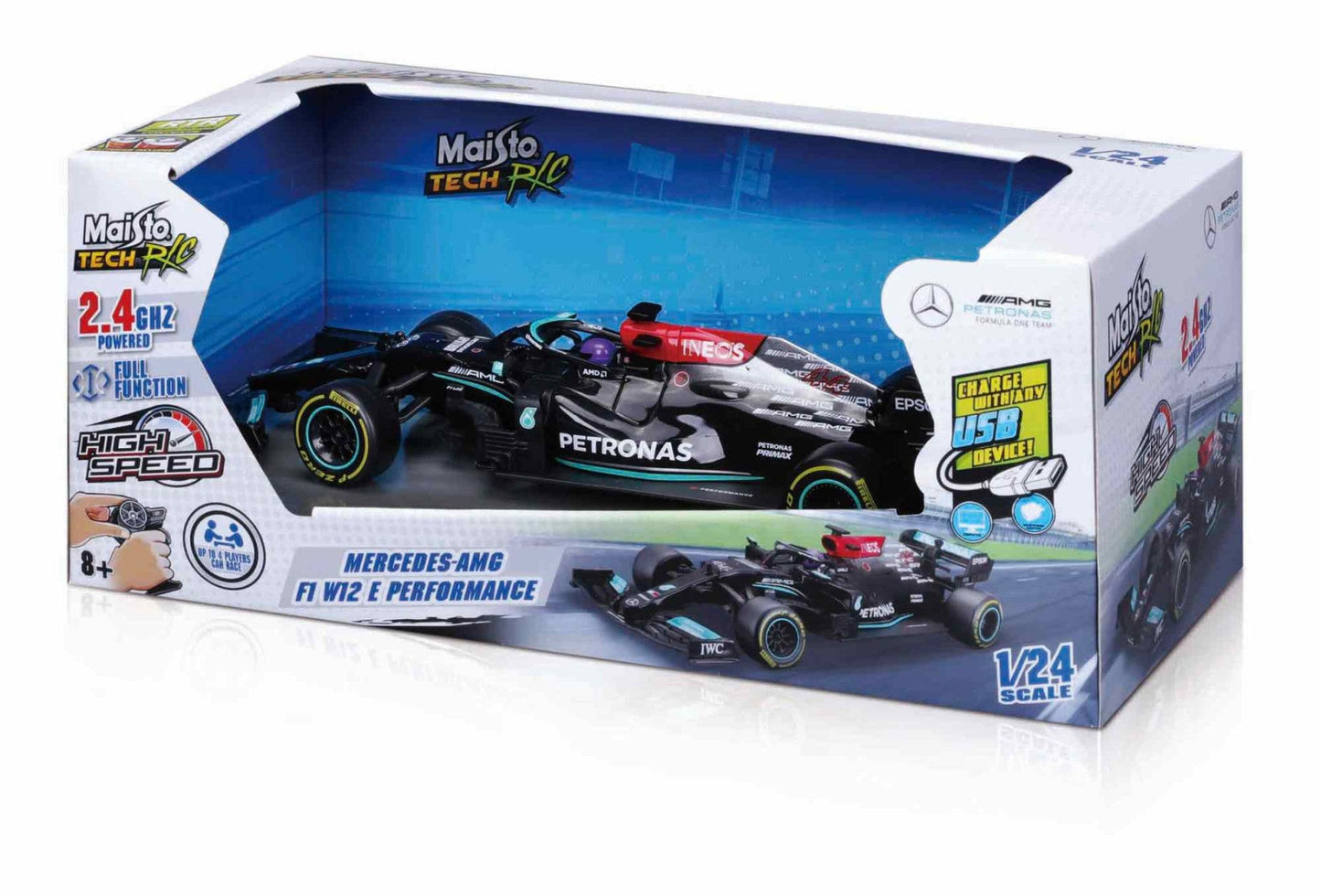 R/C F1 Mercedes-AMG W12 2021 (#44)-2.4GHz USB 1/24 Maisto 82355