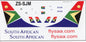 SAA Boeing 737-800 ZS-SJM - 1/144 Scale MAV Decals TAS5136