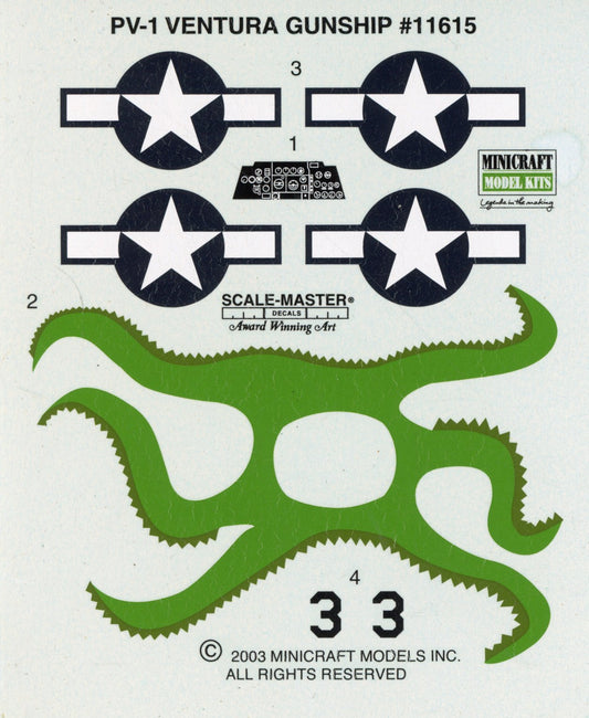 PV-1 Ventura Gunship - 1/72 Scale Minicraft MC11615D