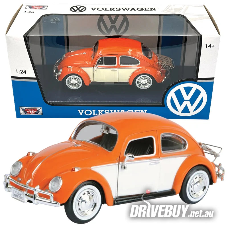 Volkswagen Beetle W/Rear Rack Orange 1966 - 1/24 Scale - MotorMax - MOT79558