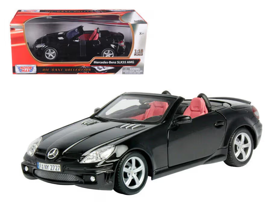 Mercedes Benz SLK 55 AMG Top Down Black - 1/18 Scale - MotorMax - MOT73162