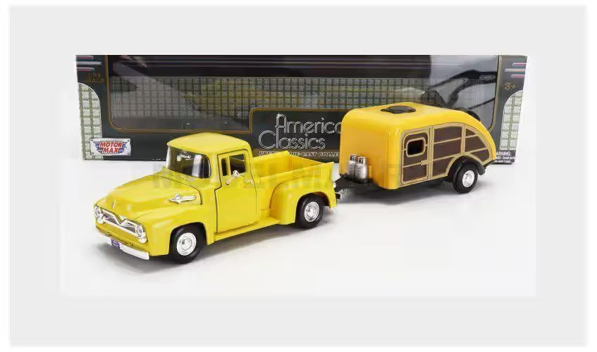 Ford F-100 with Caravan 1955 - 1/24 Scale - MotorMax - MOT75200/79341