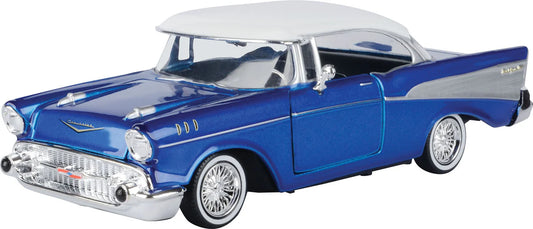 Chevrolet Bel Air Coupe (With Visor) Get Low Blue 1957 - 1/24 Scale MotorMax MOT79030