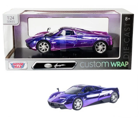 Pagani Huayra Custom Wrap Chromed Purple - 1/24 Scale MotorMax MOT79084