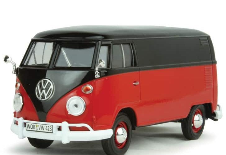 Volkswagen Type 2 (TI) Delivery Van Black/Red - 1/24 Scale - MotorMax - MOT79342BLK