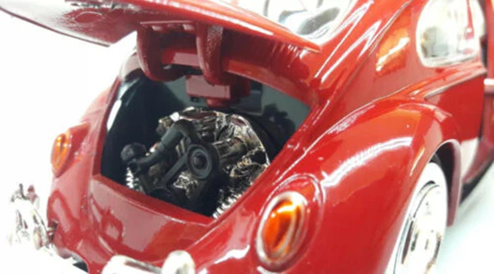 Volkswagen Beetle with Roofrack Burgandy 1/24 Scale MotorMax MOT79559