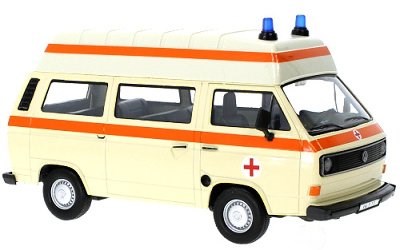 Volkswagen Type 2 (T3) Hi Roof Ambulance Cream - 1/24 Scale Motormax MOT79595