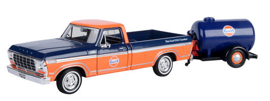 Ford F-150 Custom + Oil Tanker in Gulf Livery 1979 - 1/24 Scale MotorMax MOT79612