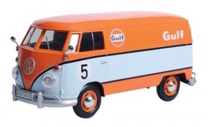 Volkswagen Type 2 (T1) White/Gulf Livery Gulf Colours - 1/24 Scale MotorMax MOT79649