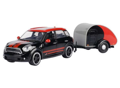 Mini Cooper S Countryman with Caravan Black - 1/24 Scale - MotorMax - MOT79762
