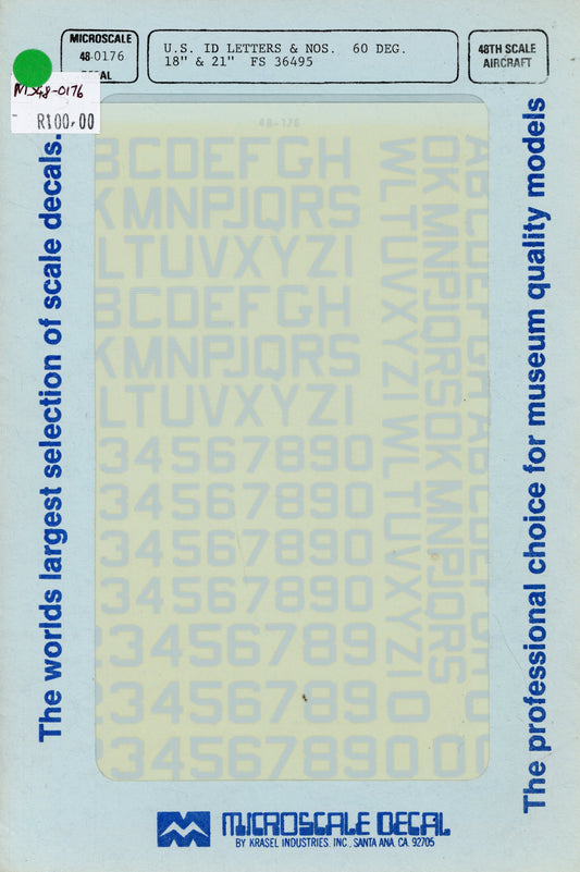 U.S. ID Letters & Nos. - 1/48 Scale Microscale Decal MS48-0176