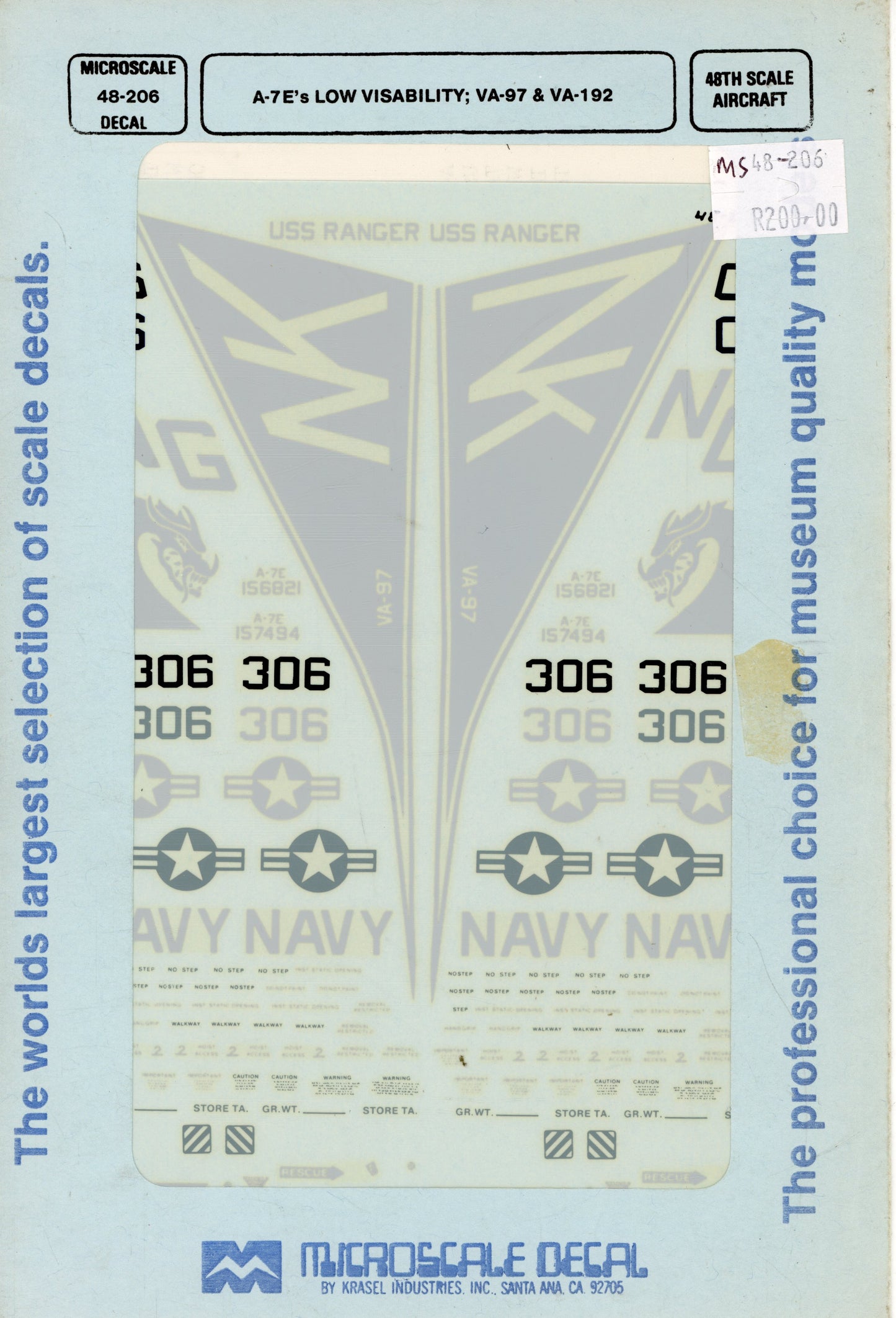 A-7E's Low Visibility - 1/48 Scale Microscale Decal MS48-206