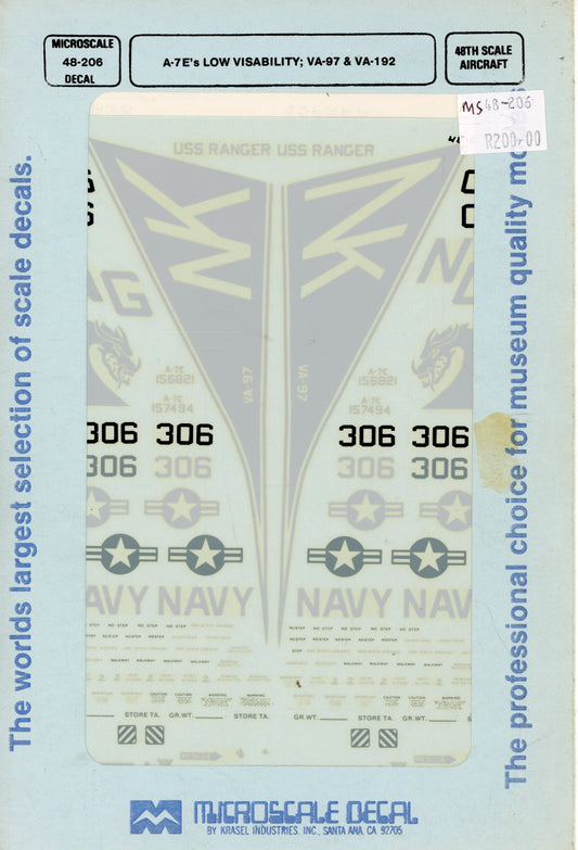 A-7E's Low Visibility - 1/48 Scale Microscale Decal MS48-206