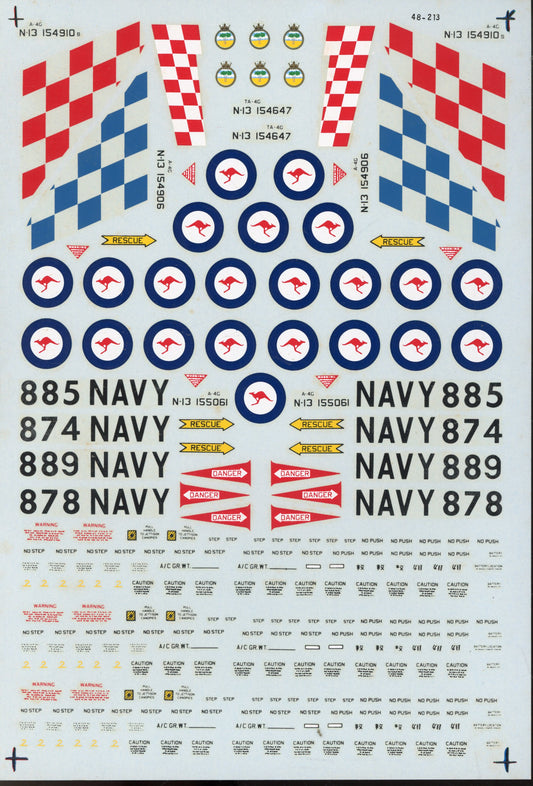 A-4Gs & TA4Gs Skyhawk Australian Navy - 1/72 Scale Microscale Decal MS48-213