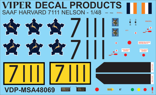 SAAF Harvard 7111 - 1/48 Scale Viper Decal Products MSA48069