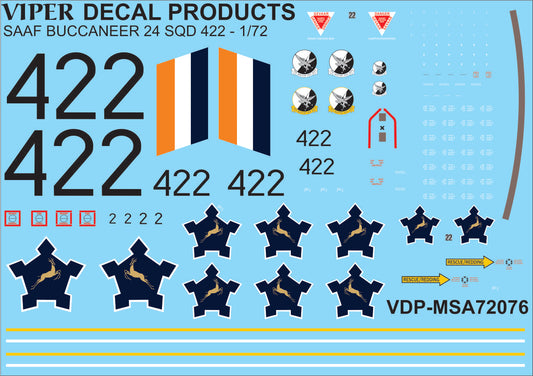 SAAF Buccaneer '422 24 Squadron' - 1/72 Scale Viper Decal Products MSA72076