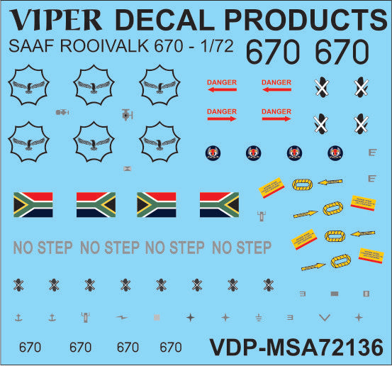 SAAF Rooivalk '670' - 1/72 Scale Viper Decal Products MSA72136