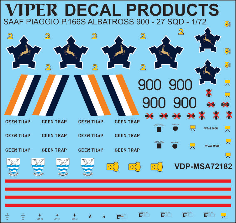 SAAF Piaggio P.166S Albatros '900' - 1/72 Scale Viper Decal Products MSA72182