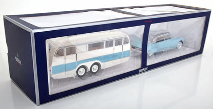 CITROËN DS 19 1959 NUAGE BLUE/PURPLE + CARAVANE HÉNON 1/18 Scale NOREV MTDNOR181760