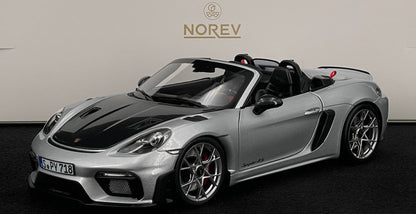 PORSCHE 718 SPYDER RS W/ WEISSACH PACK 2023 GT-SILVER 1/18 Scale NOREV MTDNOR187270
