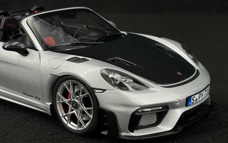 PORSCHE 718 SPYDER RS W/ WEISSACH PACK 2023 GT-SILVER 1/18 Scale NOREV MTDNOR187270
