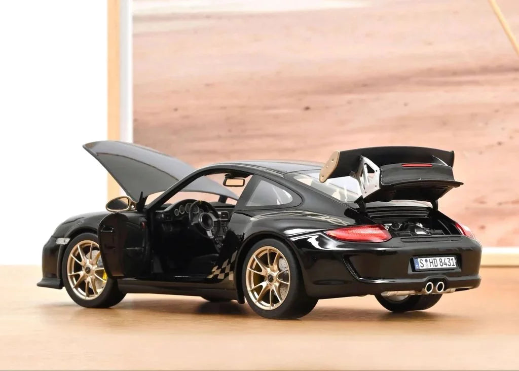 Porsche 911 GT3RS Black and White Gold Met 2009 - 1/18 Scale - Norev - MTDNOR187563