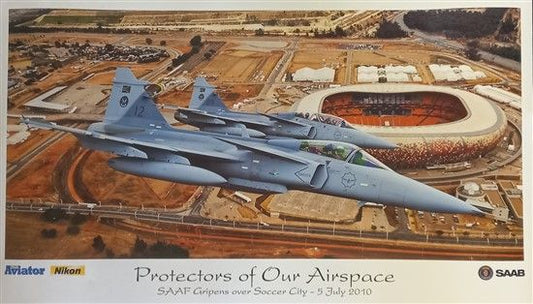 SAAF Gripens over Soccer Stadium Poster - No-30