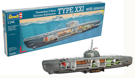 German Submarine Type Xxi With Interior 1/144 Revell 05078