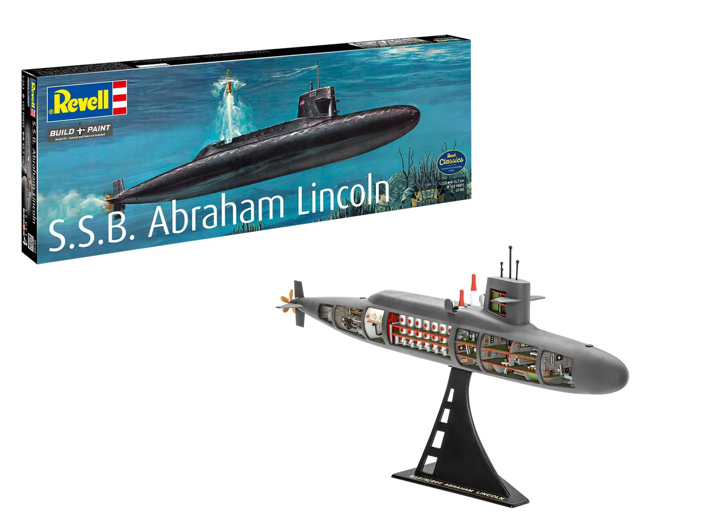 SSB Abraham Lincoln submarine with interior - 1/253 Scale Revell 05185