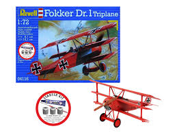Fokker DR.1 Triplane Model Set Paints, Glue & Brush - 1/72 Scale Revell 74116