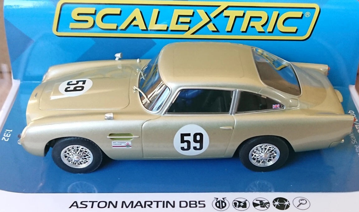 Aston Martin DB5 White Gold AMOC Brands Hatch 1/32 Scale Scalextric SCAC4166
