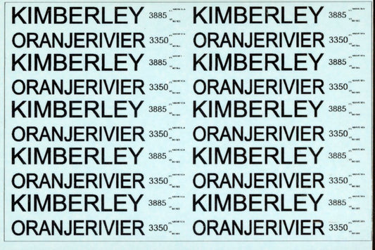 Kimberley/Oranjerivier Station Name Decals -  Ho Scale Viper Decal STATION1