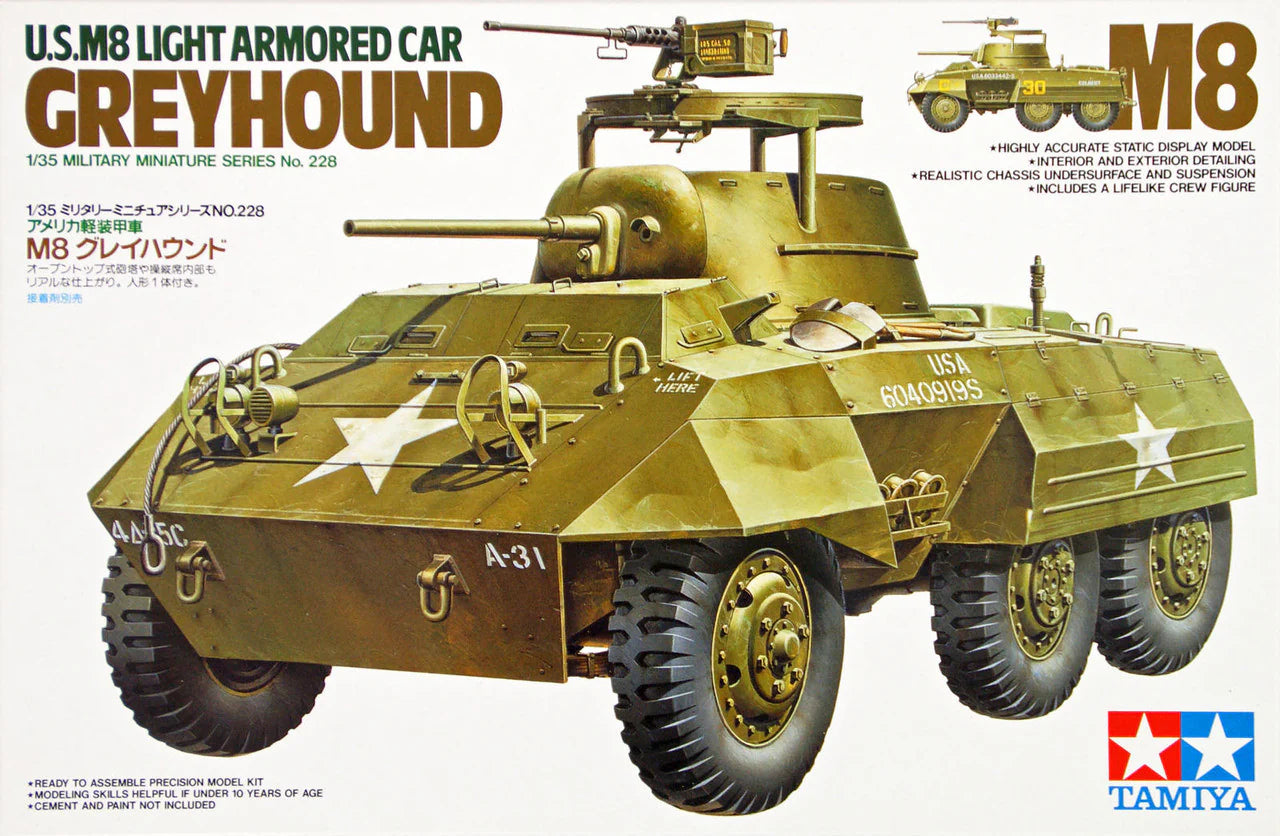 US M8 Greyhound Light Armored Car - 1/35 Scale Tamiya 35228