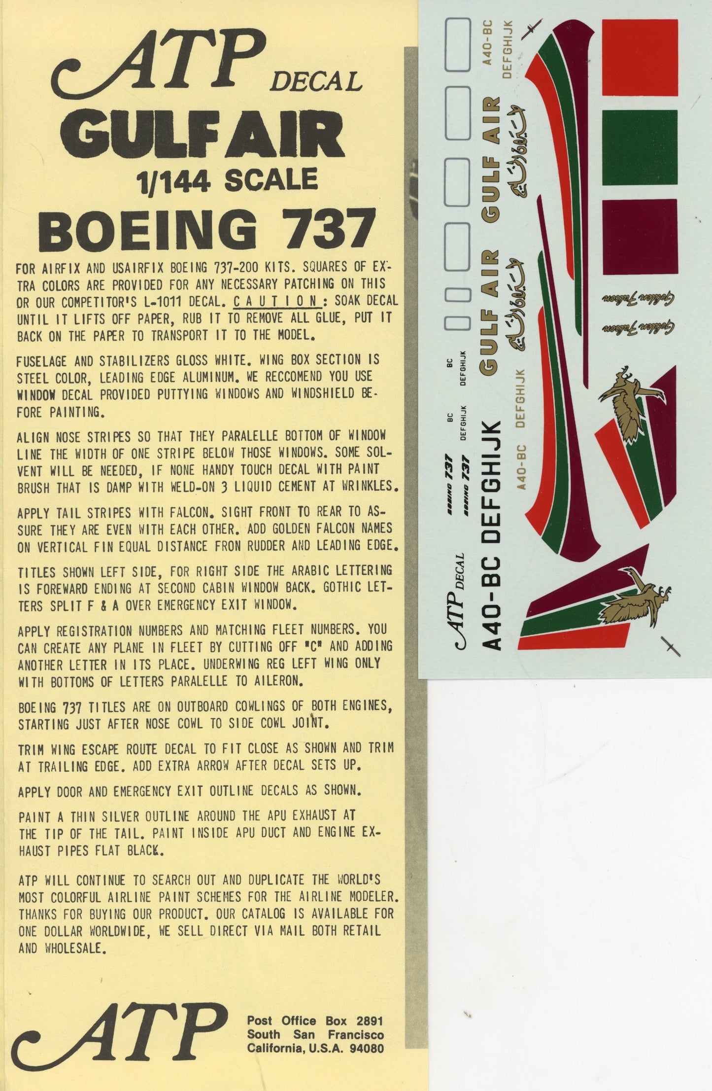 Gulf Air Boeing 737 - 1/144 Scale ATP TAS5109