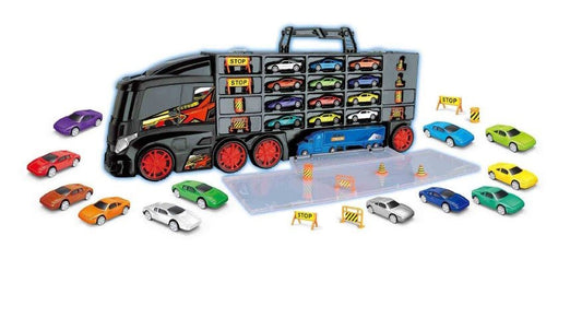 Truck Carry Case with 12 Cars & 8 Road Signs Toy Star TS666-13H