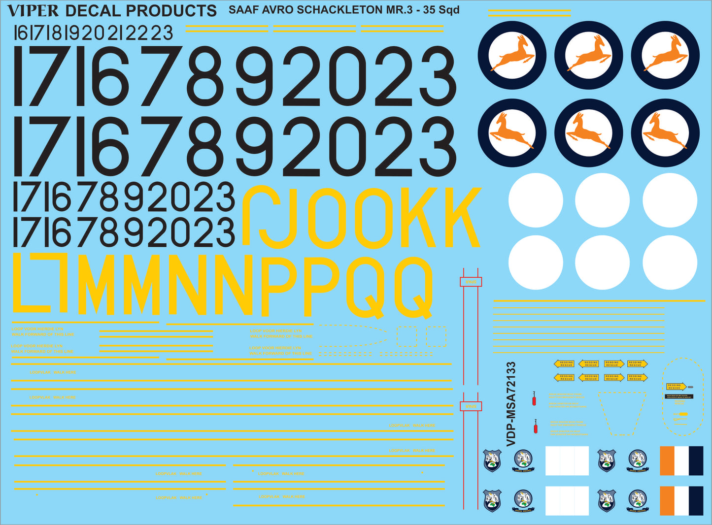 SAAF Schakleton MR.3 35 Sqn - 1/72 Scale Viper Decal Products MSA72133