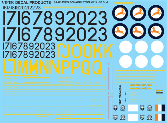 SAAF Schakleton MR.3 35 Sqn - 1/72 Scale Viper Decal Products MSA72133