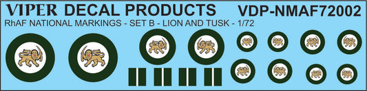 Rhodesian Air Force National Markings Set B - 1/72 Scale Viper Decal Products NMAF72002